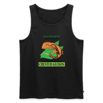 Thinking About Crested Geckos Funny Reptile - Men's Premium Organic Tank Top - black - Front - AI Model Male 178 light (178cm)