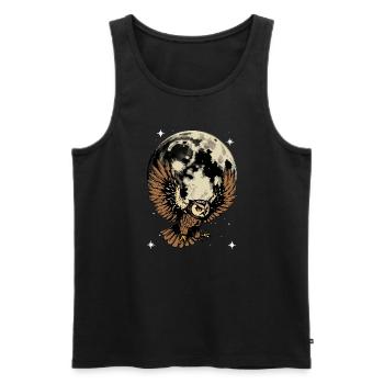 Wildlife Moon Nature Night Süße Eulen - Männer Premium Bio Tank Top - Schwarz - Vorne - Michal (187cm)