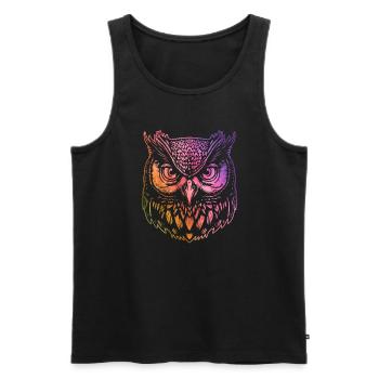 Bunte Eule, künstlerischer Vogel, Wildtiere, - Männer Premium Bio Tank Top - Schwarz - Vorne - Michal (187cm)