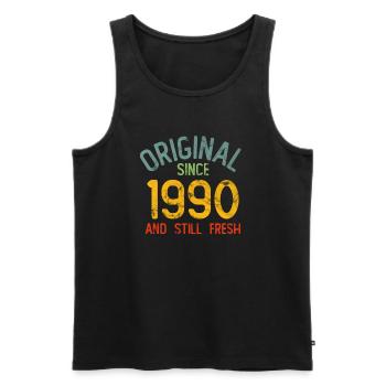 1990 Vintage - Männer Premium Bio Tank Top - Schwarz - Vorne - Michal (187cm)