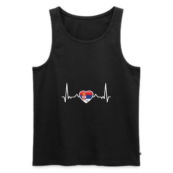 Herzschlag Serbien Vintage Serbische Flagge - Männer Premium Bio Tank Top - Schwarz - Vorne - Michal (187cm)