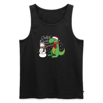 Noël drôle T-Rex Bonhomme de neige dinosaure - Débardeur bio Premium Homme - noir - Devant - Michal (187cm)