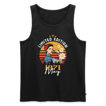 Legendary since May 1971 - May 1971 Birthday 1971 - Men's Premium Organic Tank Top - black - Front - AI Model Male 178 light (178cm)