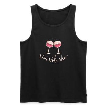 Veni Vidi Vino | Weinliebhaberin - Männer Premium Bio Tank Top - Schwarz - Vorne - AI Model Male 178 light (178cm)