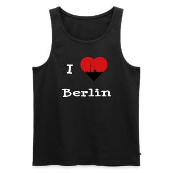 J’adore la silhouette du cœur de la tour de télévision de Berlin - Débardeur bio Premium Homme - noir - Devant - AI Model Male 178 light (178cm)