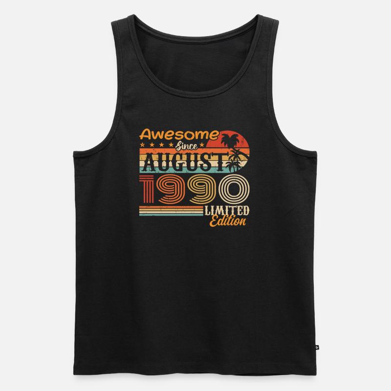 1990 August Geschenkidee August 1990 - Männer Premium Bio Tank Top - Schwarz