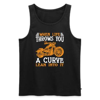 Wenn das Leben dir eine Kurve wirft Lean In Motorrad - Männer Premium Bio Tank Top - Schwarz - Vorne - Michal (187cm)