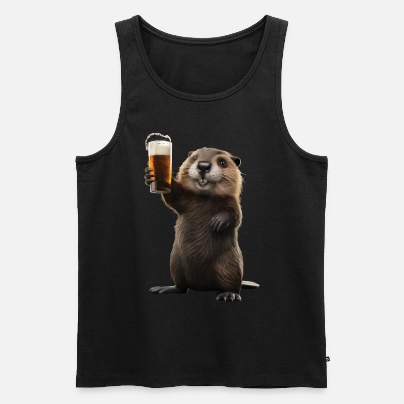 Biber Bier - Männer Premium Bio Tank Top - Schwarz