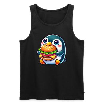 mignon pingouin burger dessin animé restauration rapide - Débardeur bio Premium Homme - noir - Devant - AI Model Male 178 light (178cm)