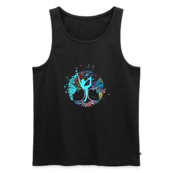 Tree of Life,Tree of Keben,Flowers, Yoga - Men's Premium Organic Tank Top - black - Front - Michal (187cm)