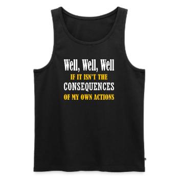 Bien Drôle Actions Humour Conséquences Graphique - Débardeur bio Premium Homme - noir - Devant - AI Model Male 178 light (178cm)