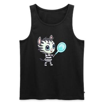 Zebra plays tennis and badminton, athletic tie - Men's Premium Organic Tank Top - black - Front - Michal (187cm)
