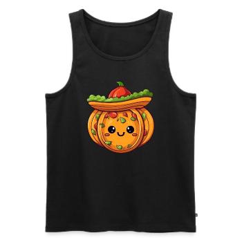 Kawaii Pumpkin Meets Taco & Tomato - Men's Premium Organic Tank Top - black - Front - Michal (187cm)