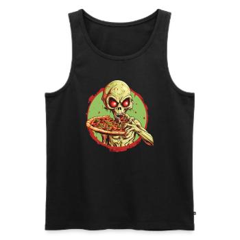 Green Alien with Pizza: Halloween Fast Food Fun - Débardeur bio Premium Homme - noir - Devant - Michal (187cm)