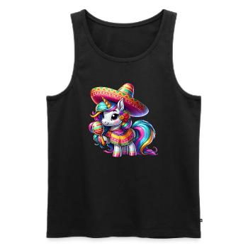 Cinco de Mayo Süßes Einhorn Cartoon mit Grünen - Männer Premium Bio Tank Top - Schwarz - Vorne - Michal (187cm)
