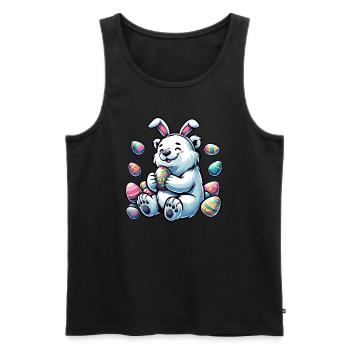 Cartoon Polar Bear Easter Egg Motif - Men's Premium Organic Tank Top - black - Front - AI Model Male 178 light (178cm)
