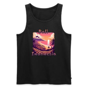 Bali Indonesia Sunset Beach Orange - Men's Premium Organic Tank Top - black - Front - Michal (187cm)