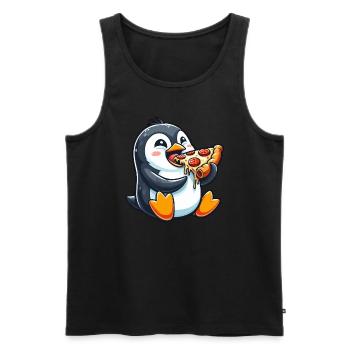 Pingouin Pizza Drôle Nourriture Bande Dessinée De Restauration Rapide - Débardeur bio Premium Homme - noir - Devant - Michal (187cm)