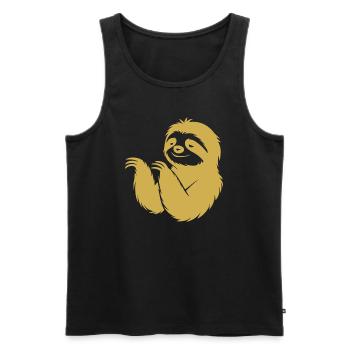 Cool Sloth Silhouette Portrait Face Head - Men's Premium Organic Tank Top - black - Front - Michal (187cm)
