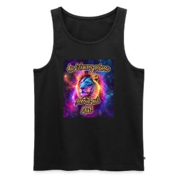 Aus Schmerz geboren, gekrönt mit Mut - Löwenstark - Männer Premium Bio Tank Top - Schwarz - Vorne - Michal (187cm)