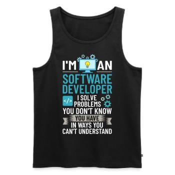 Software Development Software Developer Developer - Men's Premium Organic Tank Top - black - Front - AI Model Male 178 light (178cm)