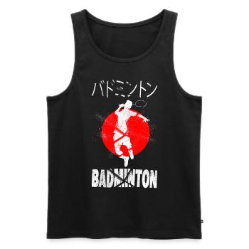 Badminton Japon caractères japonais Soleil - Débardeur bio Premium Homme - noir - Devant - Michal (187cm)