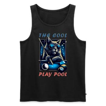 Cool billiards playing kitten-cat, vintage & retro - Men's Premium Organic Tank Top - black - Front - Michal (187cm)