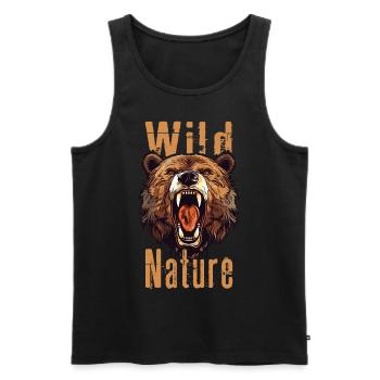 Grizzli Ours rugissant Tête d’ours Nature Nature Forêt - Débardeur bio Premium Homme - noir - Devant - Michal (187cm)
