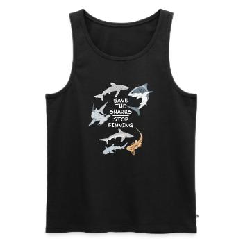 Save the Sharks Stop Finning - Männer Premium Bio Tank Top - Schwarz - Vorne - AI Model Male 178 light (178cm)