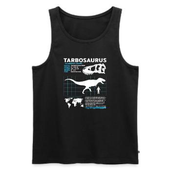 Tarbosaurus fact sheet - Men's Premium Organic Tank Top - black - Front - AI Model Male 178 light (178cm)