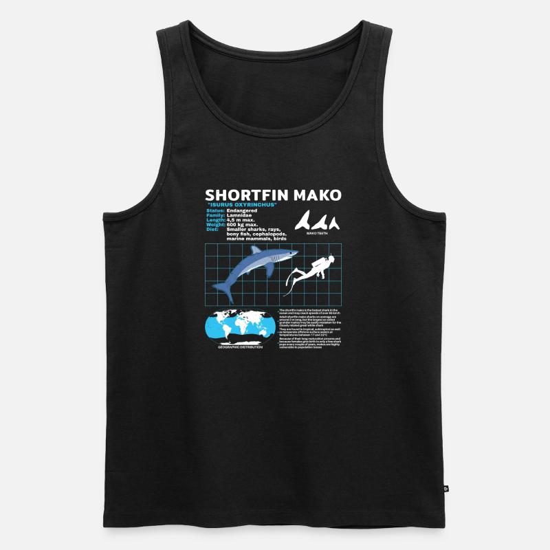 Makohai fact sheet - Männer Premium Bio Tank Top - Schwarz
