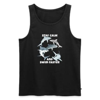 Stay calm and swim faster - Men's Premium Organic Tank Top - black - Front - Michal (187cm)