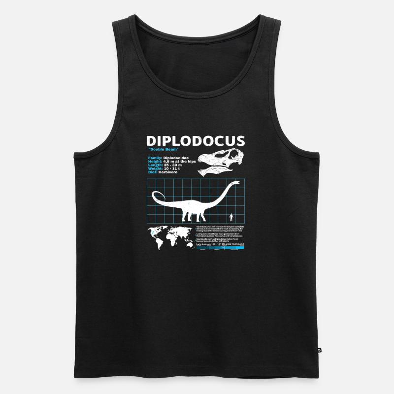 Diplodocus Datenblatt - Männer Premium Bio Tank Top - Schwarz