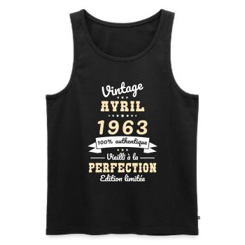 Jubiläum 60 Jahre - Jahrgang - April 1963 - Männer Premium Bio Tank Top - Schwarz - Vorne - AI Model Male 178 light (178cm)