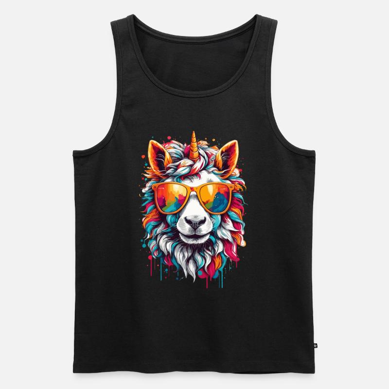Regenbogen Einhorn süß cool - Männer Premium Bio Tank Top - Schwarz