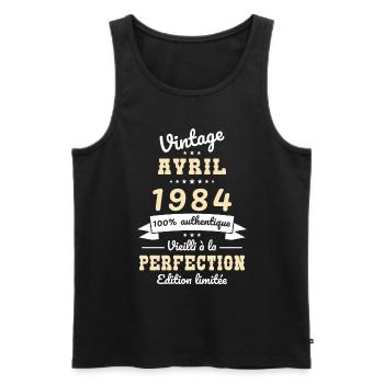 40th Anniversary - Vintage - April 1984 - Men's Premium Organic Tank Top - black - Front - Michal (187cm)