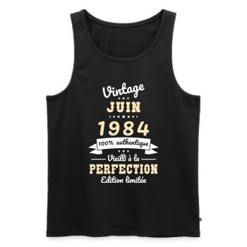 40th Anniversary - Vintage - June 1984 - Men's Premium Organic Tank Top - black - Front - Michal (187cm)