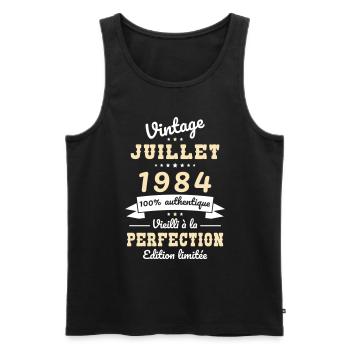 40-jähriges Jubiläum - Jahrgang - Juli 1984 - Männer Premium Bio Tank Top - Schwarz - Vorne - Michal (187cm)