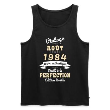 40 Jahre Jubiläum - Jahrgang - August 1984 - Männer Premium Bio Tank Top - Schwarz - Vorne - Michal (187cm)
