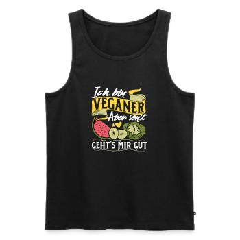 Lustiges Ich bin Veganer Obst Gemüse Geschenk - Männer Premium Bio Tank Top - Schwarz - Vorne - Michal (187cm)