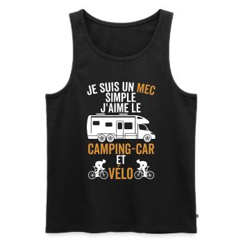 j suis un mec simple j'aime le camping car et vélo - Débardeur bio Premium Homme - noir - Devant - Michal (187cm)