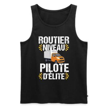 Routier élite camion cadeau chauffeur routier - Débardeur bio Premium Homme - noir - Devant - Michal (187cm)