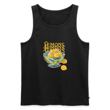 Lemons in a bowl Design - Männer Premium Bio Tank Top - Schwarz - Vorne - AI Model Male 178 light (178cm)
