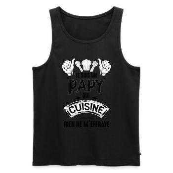 Je Suis Un Papy Qui Cuisine Rien Ne M'Effraye - Débardeur bio Premium Homme - noir - Devant - Michal (187cm)
