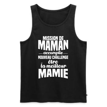 Mission de maman accomplie mamie annonce grossesse - Débardeur bio Premium Homme - noir - Devant - Michal (187cm)