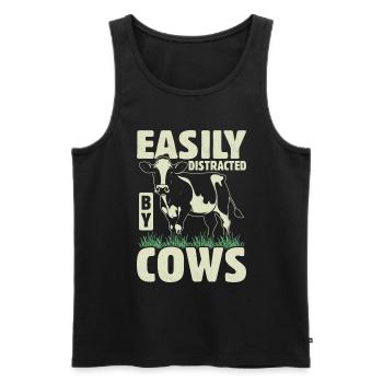 Cow Lover Drôle Agriculteur Citation Vaches - Débardeur bio Premium Homme - noir - Devant - Michal (187cm)