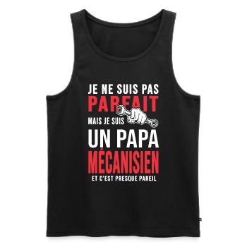 papa mécanisien pas parfait papa mécano mécanique - Débardeur bio Premium Homme - noir - Devant - AI Model Male 178 light (178cm)
