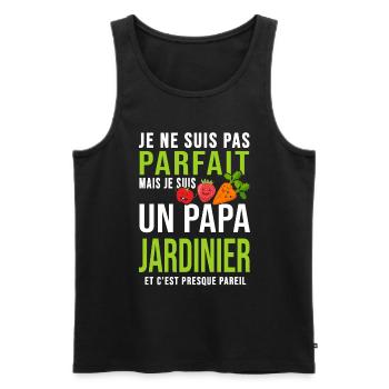 papa jardinier pas parfait papa jardinier jardin - Débardeur bio Premium Homme - noir - Devant - Michal (187cm)
