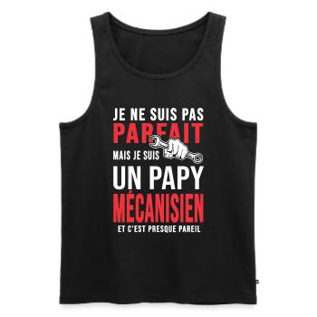 papy mécanisien pas parfait papi mécano mécanique - Débardeur bio Premium Homme - noir - Devant - AI Model Male 178 light (178cm)