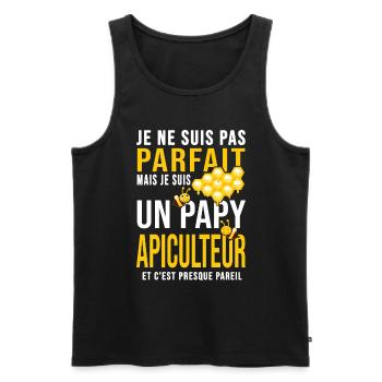 papy apiculteur pas parfait papi abeilles miel - Débardeur bio Premium Homme - noir - Devant - Michal (187cm)